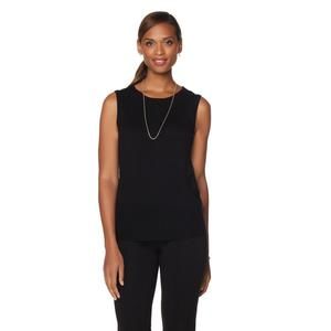 Diane Gillman Women's Quad Blend Jersey Knit Sleeveless Top Black Small Size HSN